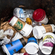 Coffee cups make up the majority of the contents of a street rubbish bin in central London.